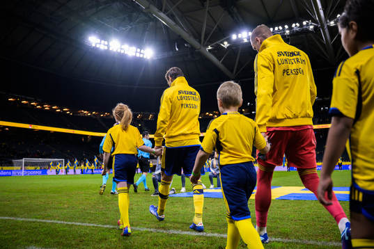 Albin Ekdal and goalkeeper Robin Olsen  of Sweden with