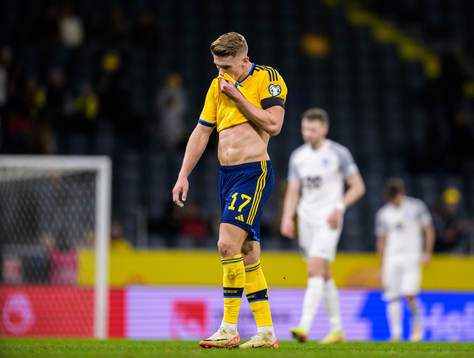 Viktor Gyökeres of Sweden looks dejected