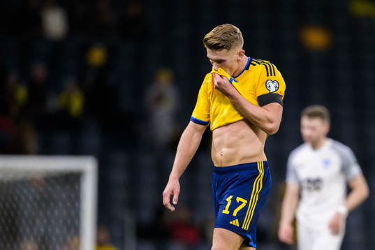 Viktor Gyökeres of Sweden looks dejected