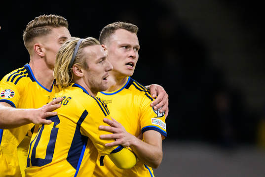 Viktor Gyökeres, Emil Forsberg, and Viktor Claesson of