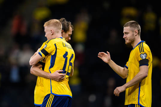 Hugo Larsson, Albin Ekdal, and Mattias Svanberg of Sweden