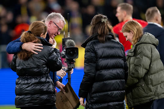 Head coach Janne Andersson of Sweden with family