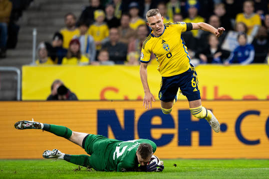 Goalkeeper Karl Jakob Hein of Estonia and Ludwig