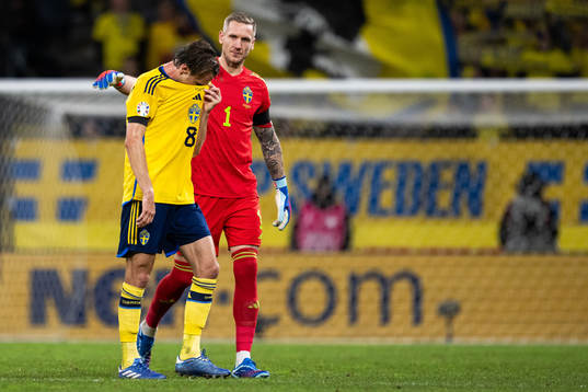 Albin Ekdal of Sweden is exchanged