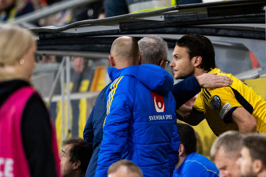 Head coach Janne Andersson and Albin Ekdal of Sweden
