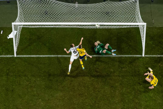 Goalkeeper Karl Jakob Hein and Rasmus Peetson  of Estonia