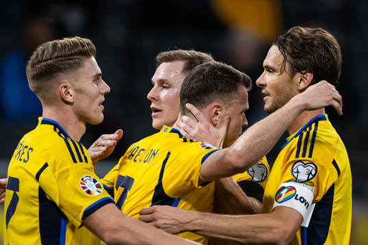 Viktor Claesson, Emil Krafth and Albin Ekdal of Sweden