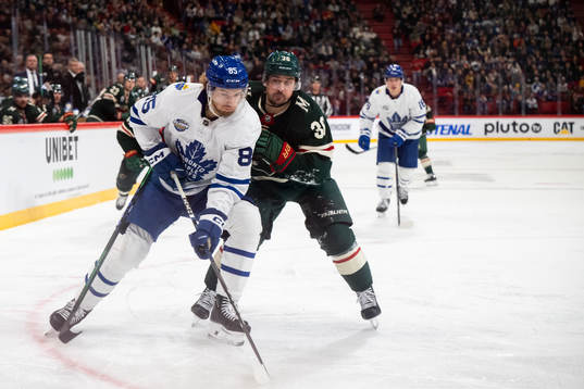 William Lagesson of Toronto Maple Leafs and Mats Zuccarello