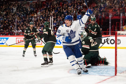 Mitchell Marner of Toronto Maple Leafs celebrates