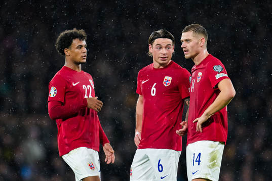 Oscar Bobb, Patrick Berg and Julian Ryerson of Norway