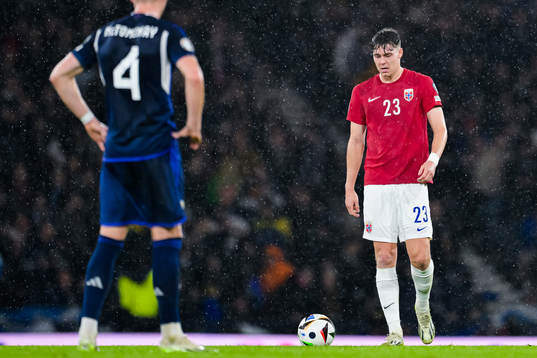 Jørgen Strand Larsen of Norway looks dejected