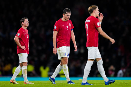Sander Berge of Norway looks dejected