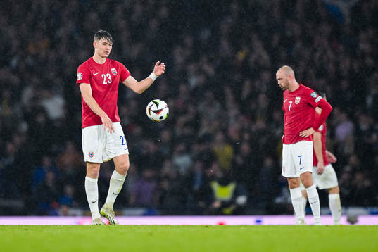 Jørgen Strand Larsen of Norway looks dejected