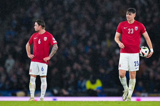 Jørgen Strand Larsen of Norway looks dejected
