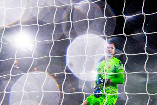 Goalkeeper Egil Selvik of Norway looks dejected