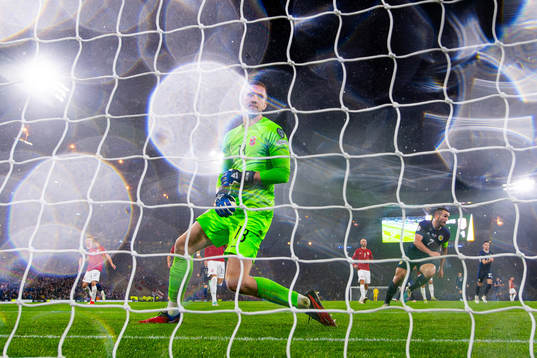 Goalkeeper Egil Selvik of Norway looks dejected