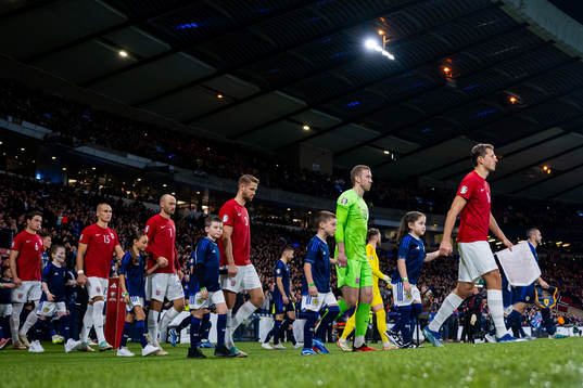 Kristoffer Ajer, goalkeeper Egil Selvik, Sander Berge and