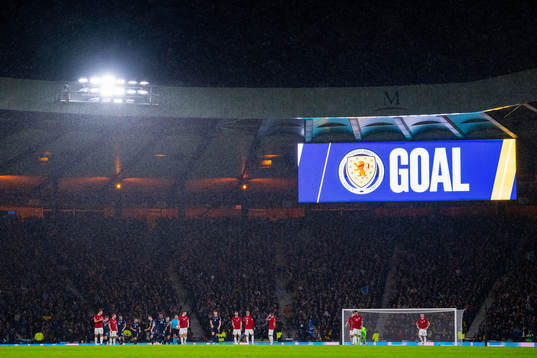 General view of Hampden Park as Scotland score the 2-2 goal