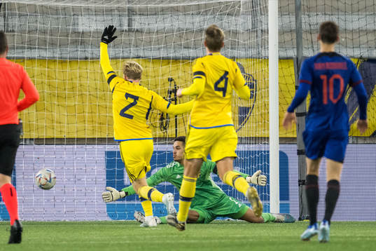 Goalkeeper Oliver Dovin of Sweden