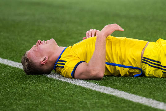 Joel Voelkerling Persson of Sweden looks dejected