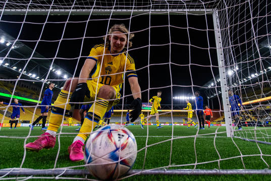 Sebastian Nanasi of Sweden gets the ball in the net