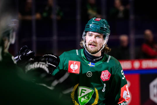 Linus Johansson of Färjestad celebrates