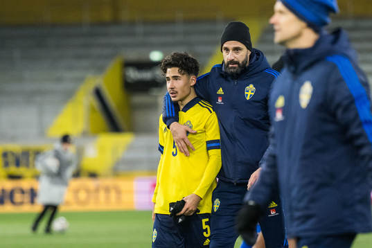 Sveriges Adrian Skogmar och örbundskapten Mirza Jelecak