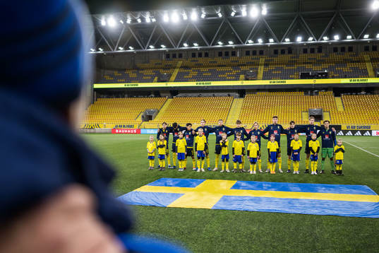 Sveriges spelare vid line-up