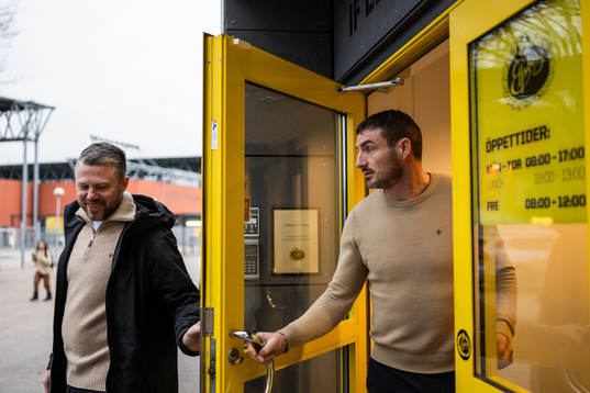 Elfsborgs manager Jimmy Thelin och James Keane