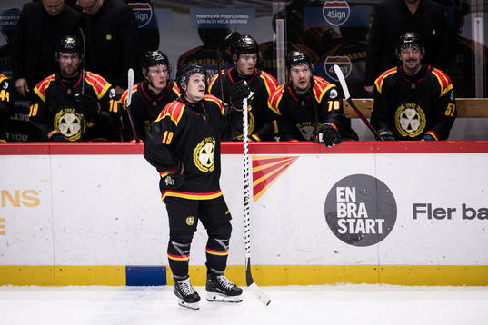 Brynäs IFs Tyler Kelleher inväntar en videobedömning