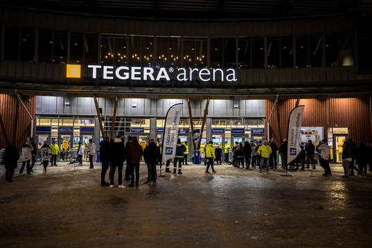 Tegera Arena innan ishockeymatchen i SHL mellan Leksand och