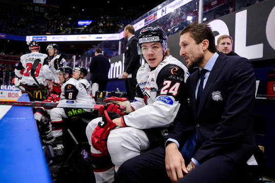 Malmö Redhawks Anton Wahlberg och Malmö Redhawks tränare