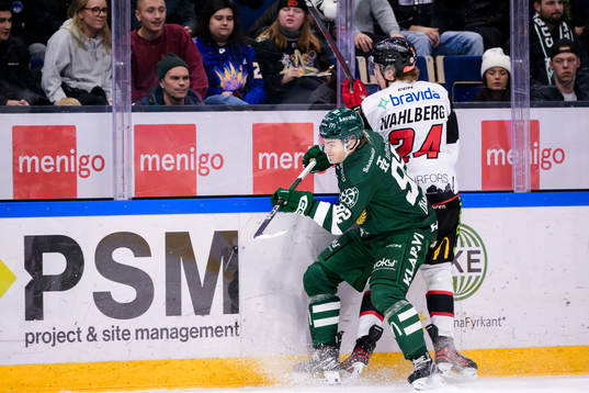 Färjestads Liam Öhgren och Malmö Redhawks Anton Wahlberg