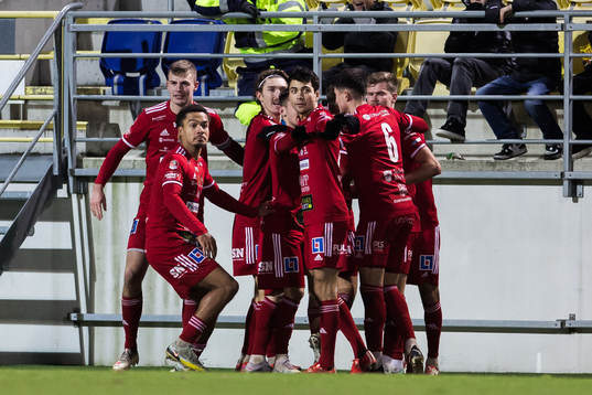 Skövde AIKs Isak Vidjeskog jublar