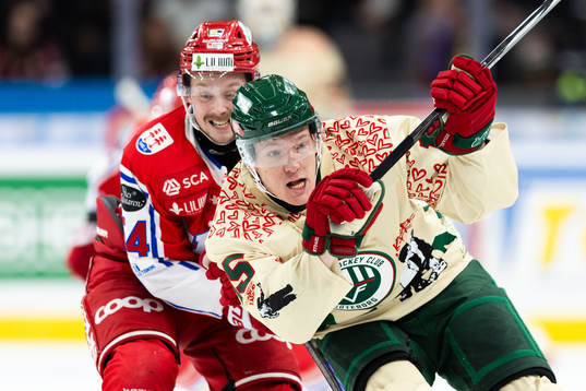 Timrås Jonathan Dahlén och Frölundas Gustav Rydahl