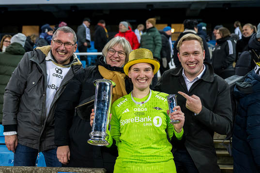 Lene Christensen of Rosenborg celebrates with the trophy