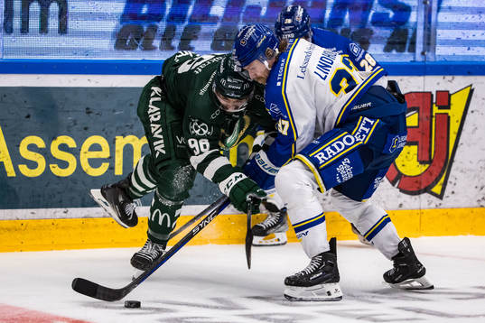 Färjestads David Tomasek och Leksands Anton Lindholm