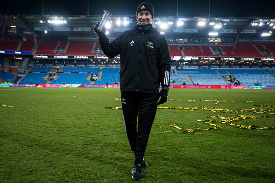 Steinar Lein, head coach of Rosenborg, celebrates with the