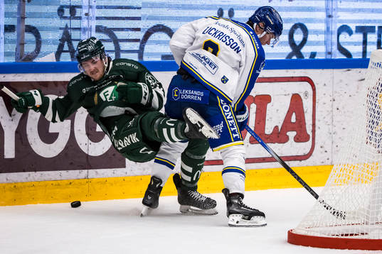 Leksands Patrik Zackrisson och Färjestads Jeremy Groleau