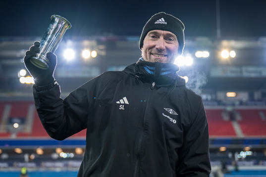 Steinar Lein, head coach of Rosenborg, celebrates with the