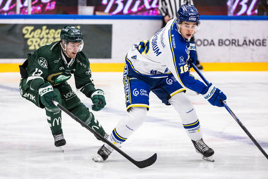 Färjestads Joel Kellman och Leksands Felix Unger Sörum