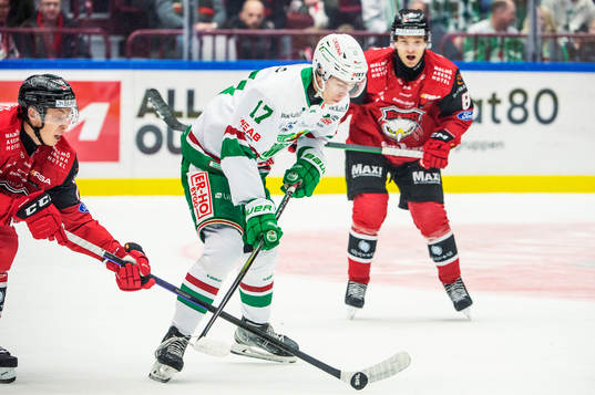 Rögles Simon Zether mot Malmö Redhawks William Von