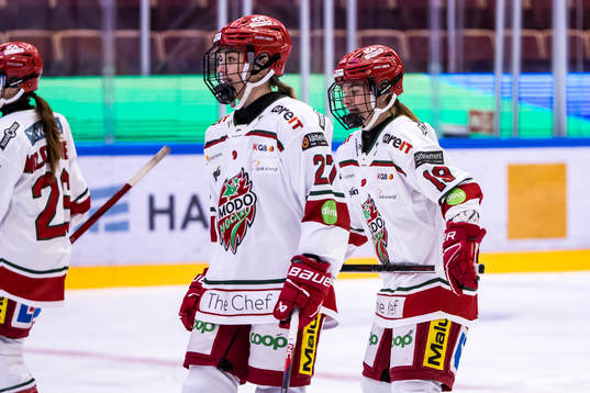 Modos Victoria Klimek och Modos Lauren Bellefontaine deppar