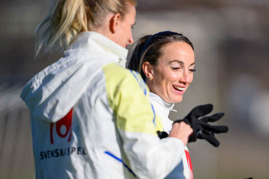 Sofia Jakobsson and Kosovare Asllani of Sweden
