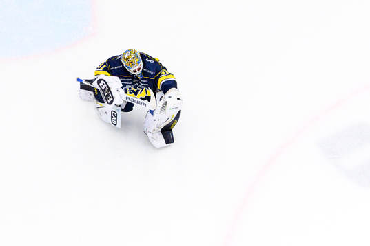 HV71s målvakt Joni Ortio jublar