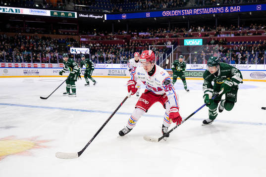 Timrås Noel Edfeldt och Färjestads Lucas Forsell