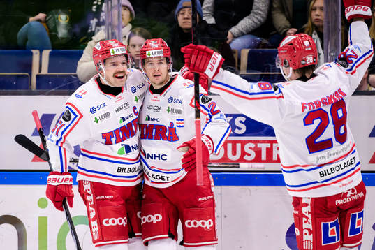 Timrås Anton Lander och Filip Hållander jublar