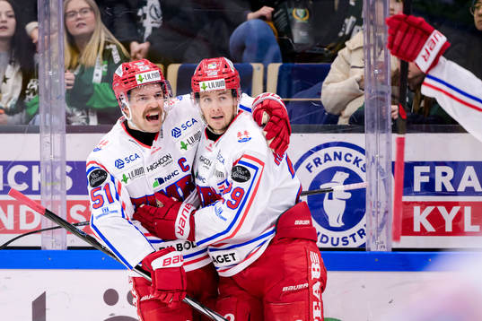 Timrås Anton Lander och Filip Hållander jublar