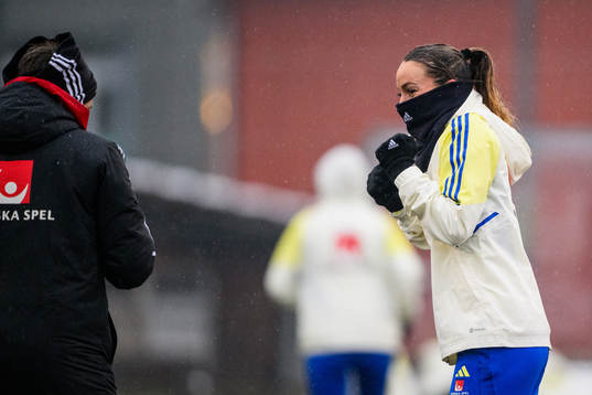 Kosovare Asllani and physiotherapist Pontus Ekblom