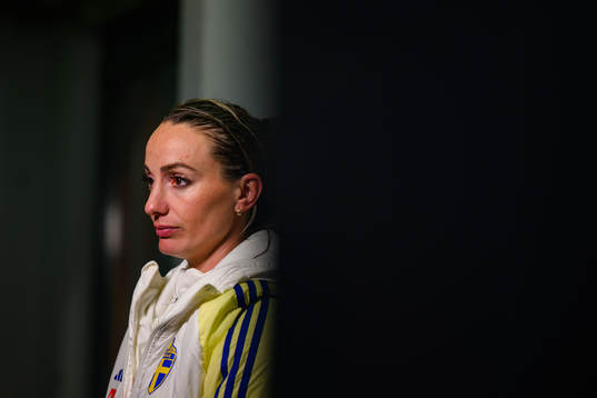 Kosovare Asllani is interviewed by the media